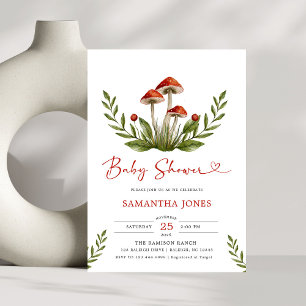 Modern Watercolor Mushroom Baby Shower Invitation
