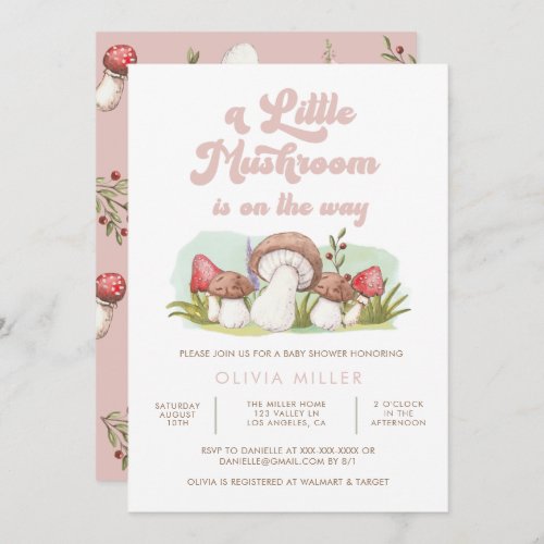 Modern Watercolor Mushroom Baby Shower Invitation