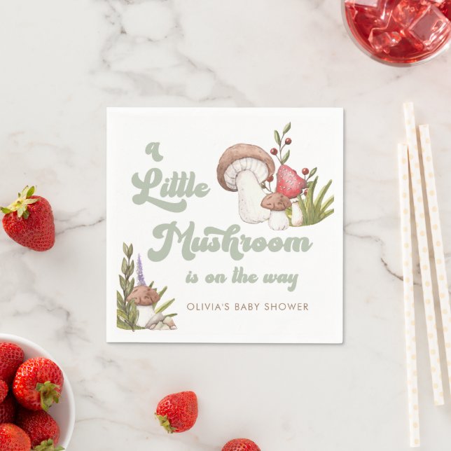 Modern Watercolor Mushroom Baby Shower  Napkins (Insitu)