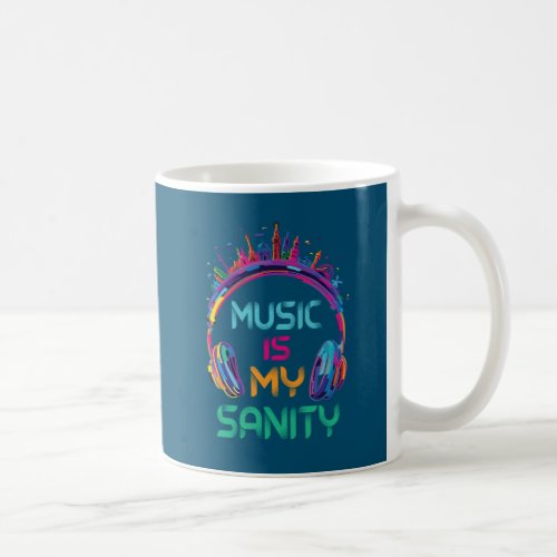 Modern Watercolor  Music Is My Sanity Headphone  Coffee Mug