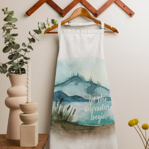 Modern Watercolor Nature Let's The Adventure Begin Apron