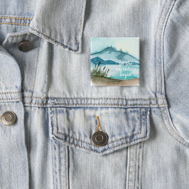 Modern Watercolor Nature Let's The Adventure Begin Button (In Situ)
