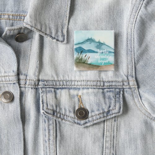 Modern Watercolor Nature Lets The Adventure Begin Button