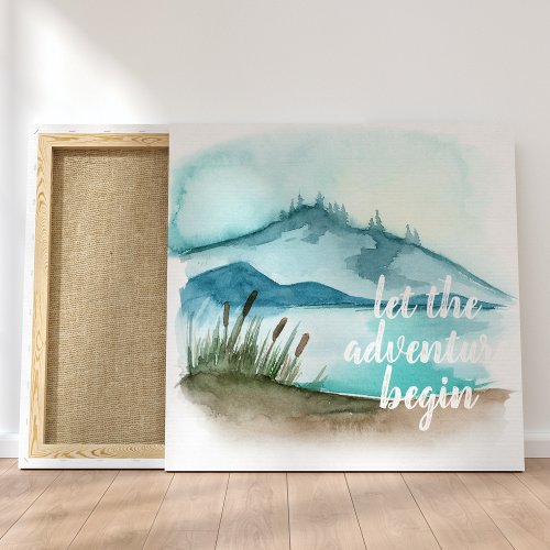 Modern Watercolor Nature Lets The Adventure Begin Canvas Print
