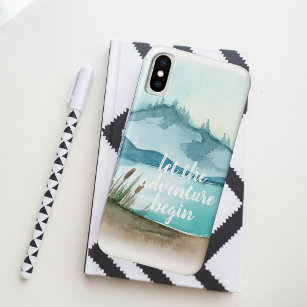 Modern Watercolor Nature Let's The Adventure Begin iPhone XS Case