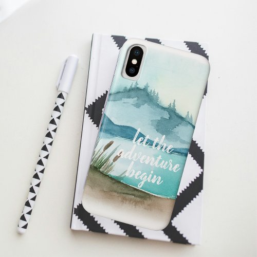 Modern Watercolor Nature Lets The Adventure Begin iPhone XS Case