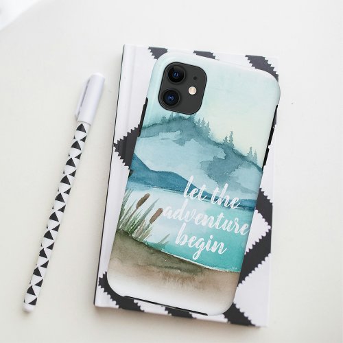 Modern Watercolor Nature Lets The Adventure Begin iPhone 11 Case