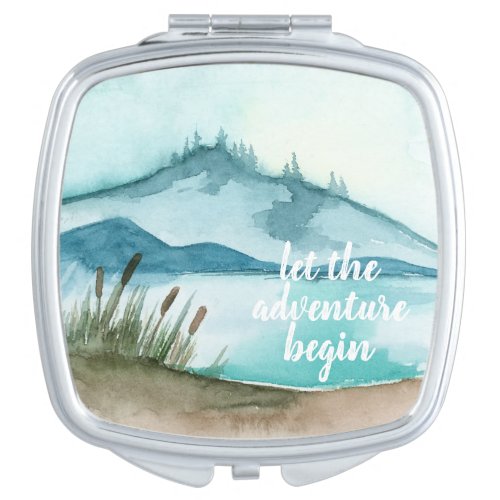 Modern Watercolor Nature Lets The Adventure Begin Compact Mirror