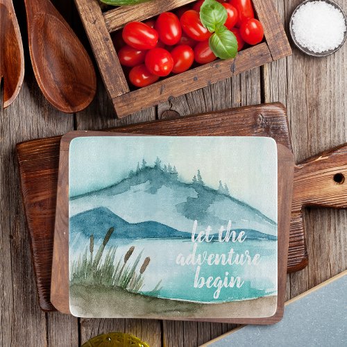 Modern Watercolor Nature Lets The Adventure Begin Cutting Board