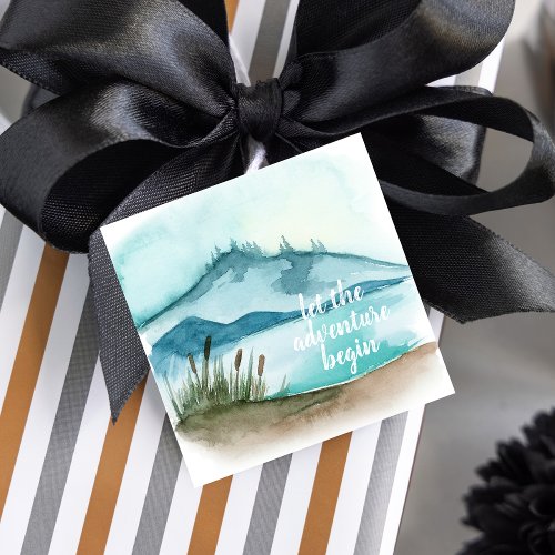 Modern Watercolor Nature Lets The Adventure Begin Favor Tags