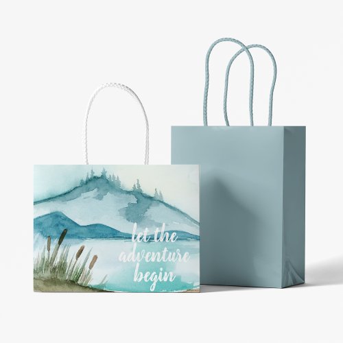 Modern Watercolor Nature Lets The Adventure Begin Large Gift Bag