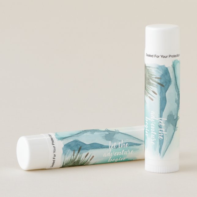 Modern Watercolor Nature Let's The Adventure Begin Lip Balm (Front)