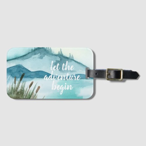 Modern Watercolor Nature Lets The Adventure Begin Luggage Tag