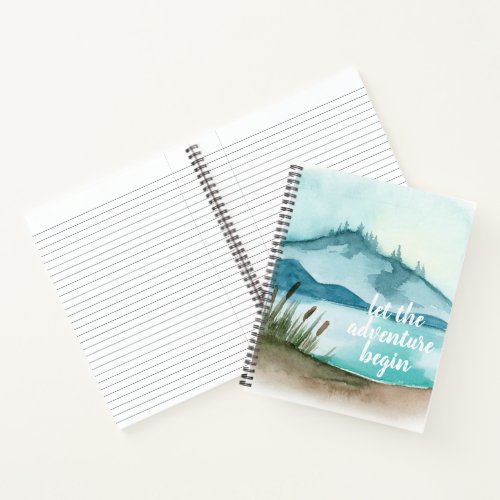 Modern Watercolor Nature Lets The Adventure Begin Notebook