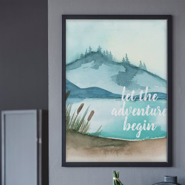 Modern Watercolor Nature Let's The Adventure Begin Poster (Creator Uploaded)