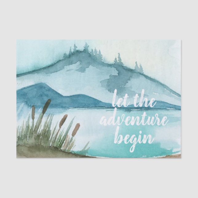 Modern Watercolor Nature Let's The Adventure Begin Tissue Paper (Front)