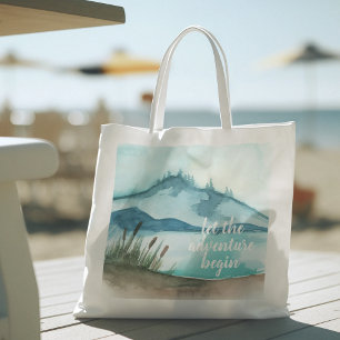 Modern Watercolor Nature Let's The Adventure Begin Tote Bag