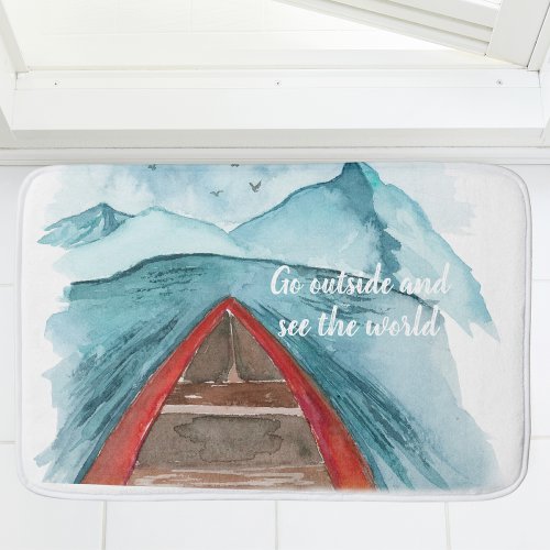 Modern Watercolor Nature See The World Quote Bath Mat