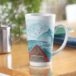 Modern Watercolor Nature See The World Quote Latte Mug