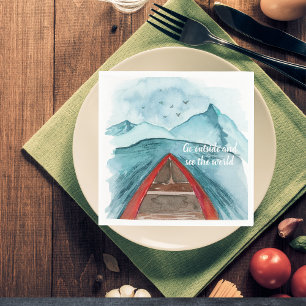Modern Watercolor Nature See The World Quote Napkins