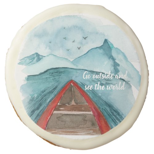 Modern Watercolor Nature See The World Quote Sugar Cookie