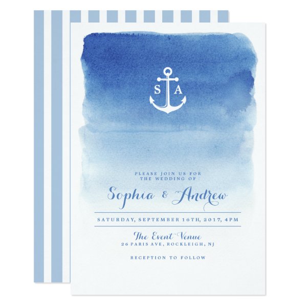 256342357684551003 Modern watercolor nautical anchor beach wedding invitation