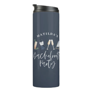 Modern watercolor navy blue bachelorette party thermal tumbler