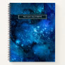 Modern Watercolor Nebula Galaxy Name Blue Notebook