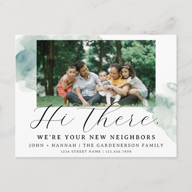 Modern Watercolor New Neighbor Postcard (Front)