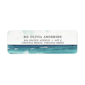 Modern Watercolor Ocean Beach Return Address  Label