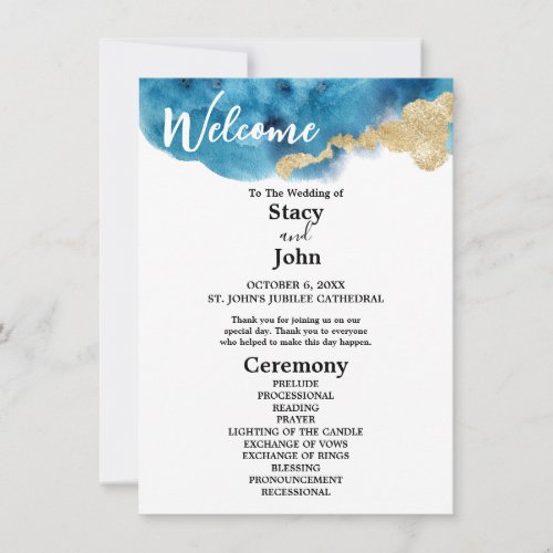 Modern Watercolor Ocean Island Wedding Program