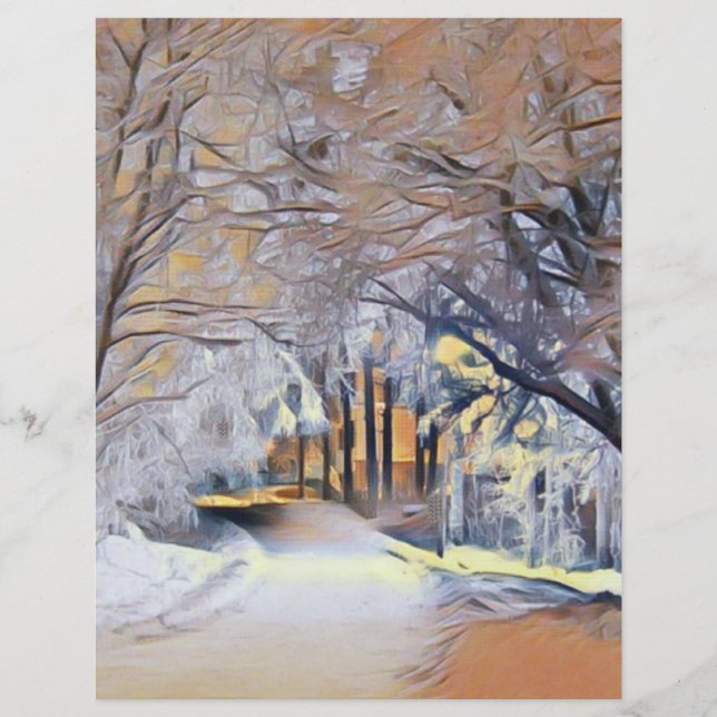 Modern watercolor of colored snowed trees (Front)