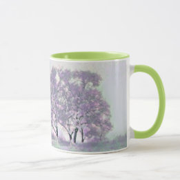 Modern watercolor of colored snowed trees mug