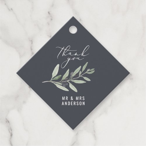 Modern watercolor olive botanical wedding favor favor tags