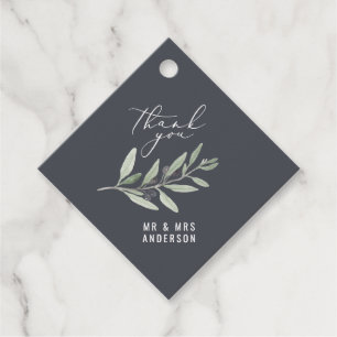 Modern watercolor olive botanical wedding favor tags
