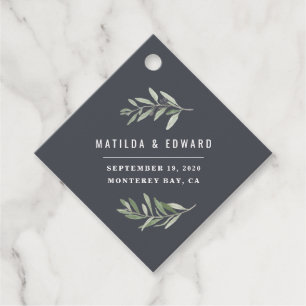 Modern watercolor olive branch foliage wedding favor tags