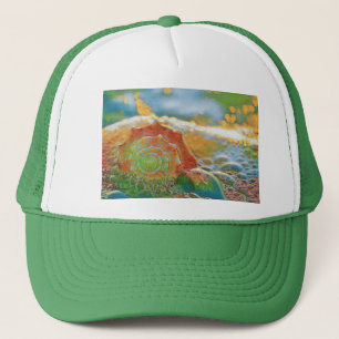 Modern Watercolor Orange and Green Seashell T-Shir Trucker Hat