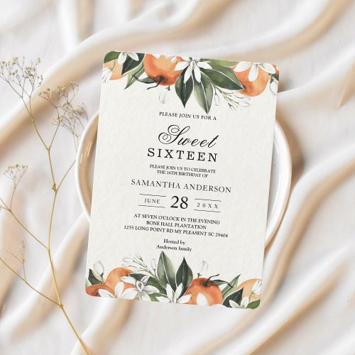 Modern Watercolor Orange  Leaves Beauty Invitation