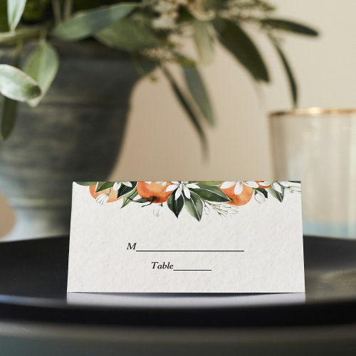 Modern Watercolor Orange  Leaves Beauty Place Card