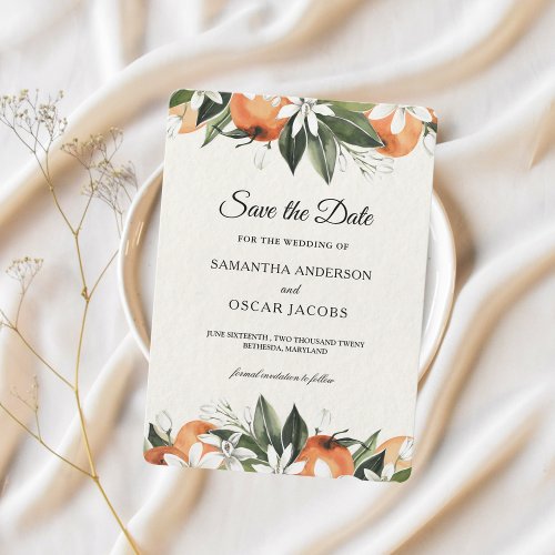 Modern Watercolor Orange  Leaves Beauty Save The Date