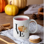 Modern Watercolor Orange Pumpkin With Love Coffee Mug<br><div class="desc">Best Gift For Your Friends And Family,  Personalized Thanksgiving Text With Autumn Colors. Happy Thanksgiving With Watercolor Pumpkins With Flowers . Ideas for decorate you home on Thanksgiving</div>