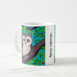 Modern watercolor owl family name coffee mug