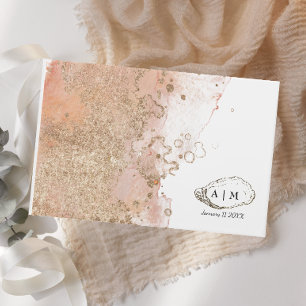 Modern Watercolor Oyster Beach Wedding Guest Book
