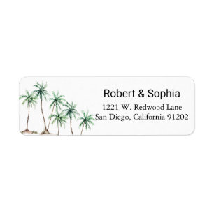 Modern Watercolor Palm Tree Return Address Label
