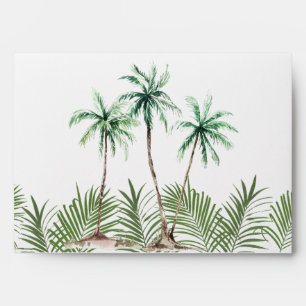 Modern Watercolor Palm Tree Wedding Envelope