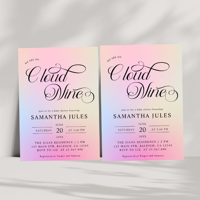 Modern Watercolor Pastel Cloud Nine Baby Shower Invitation (Creator Uploaded)