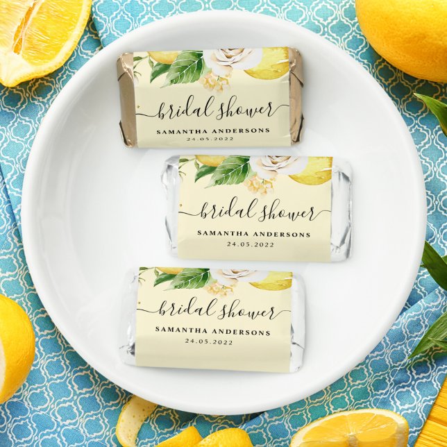 Modern Watercolor Pastel Yellow Lemons & Leaf  Hershey's Miniatures (Creator Uploaded)