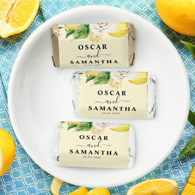 Modern Watercolor Pastel Yellow Lemons & Leaf  Hershey's Miniatures (Creator Uploaded)