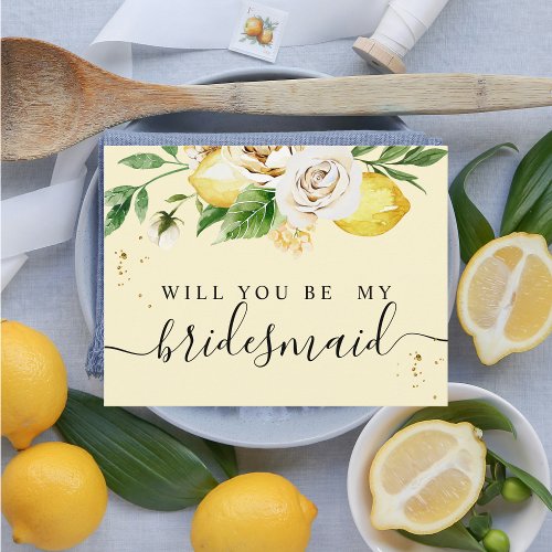 Modern Watercolor Pastel Yellow Lemons  Leaf  Invitation Postcard