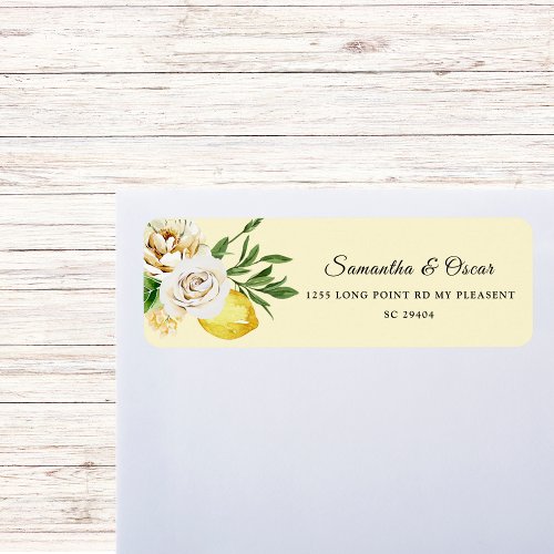 Modern Watercolor Pastel Yellow Lemons  Leaf  Label